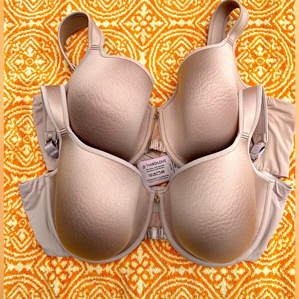 Set of 2 ThirdLove 24/7 Perfect Coverage Bras in nude, size 38D